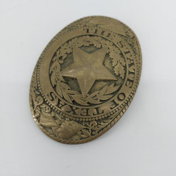 Tony Lama The State of Texas Brass Tony Western Belt Buckle - Picture 11 of 12